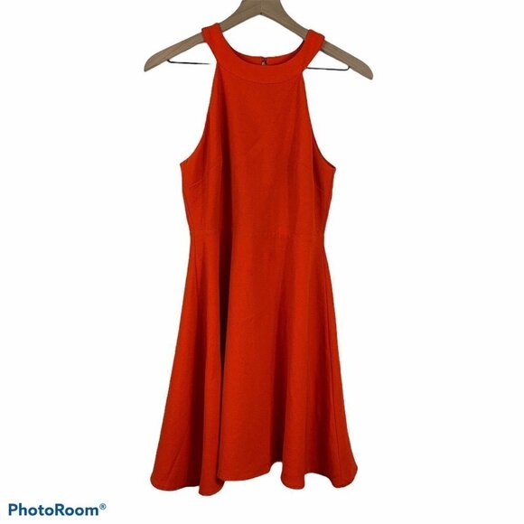 Anthropologie Maeve Orange Halter Fit & Flare Dress Size Small - Picture 2 of 7